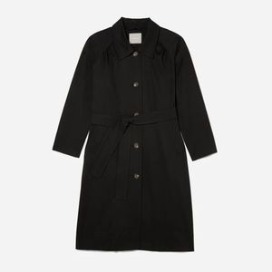EVERLANE The Gathered Drape Trench Long in Black Buttons Pockets Size XL NEW